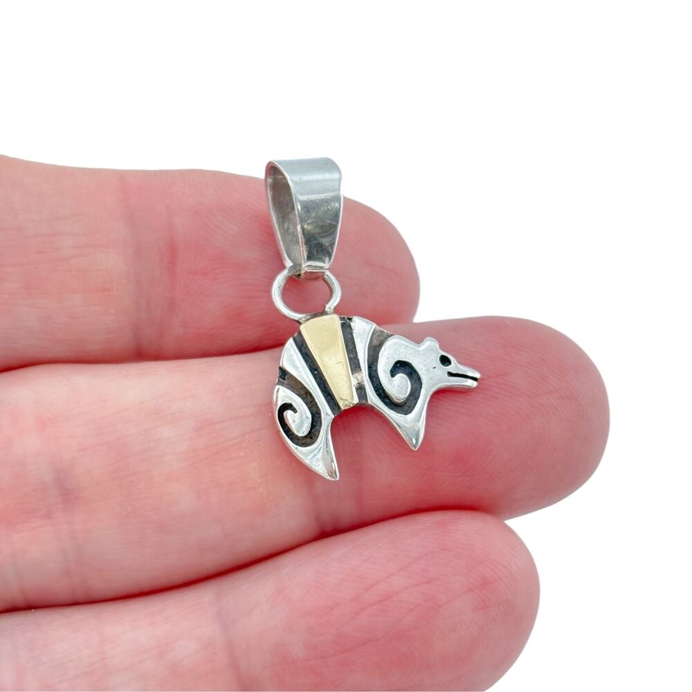 Vintage 14K Gold Sterling Silver Two-Tone Bear Pendant